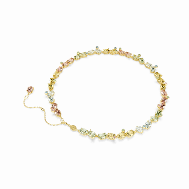 Swarovski Gema Tennis Necklace Mixed cuts Multicolored Gold-tone plated