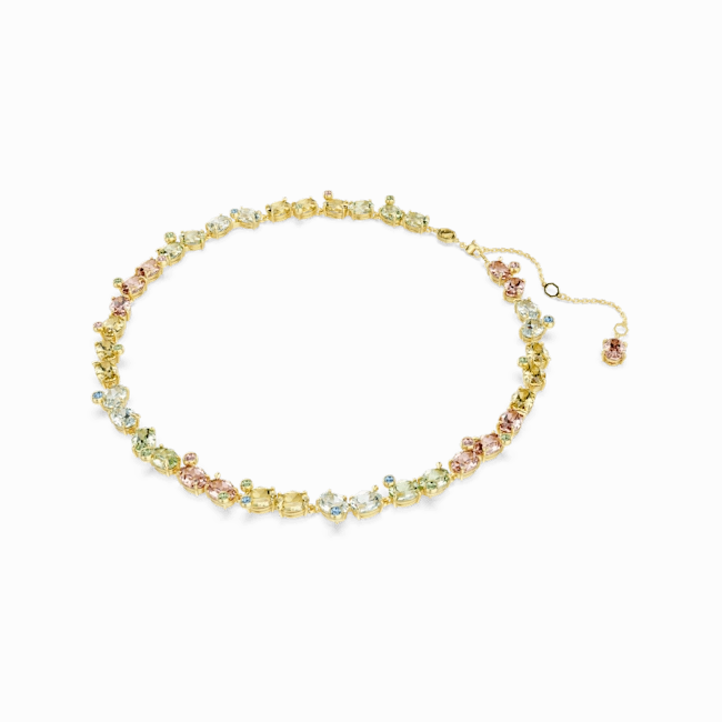 Swarovski Gema Tennis Necklace Mixed cuts Multicolored Gold-tone plated