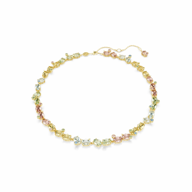 Swarovski Gema Tennis Necklace Mixed cuts Multicolored Gold-tone plated fashion-jewelry  