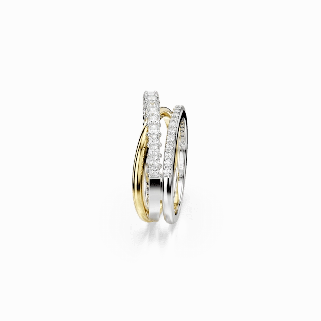 Swarovski Hyperbola Band Ring 3 Mixed Cuts, White, Mixed Metal Finish