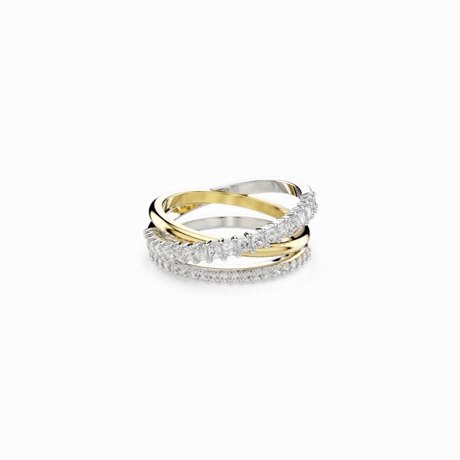 Swarovski Hyperbola Band Ring 3 Mixed Cuts, White, Mixed Metal Finish