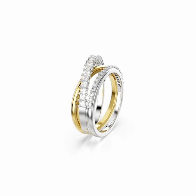 Swarovski Hyperbola Band Ring 3 Mixed Cuts, White, Mixed Metal Finish