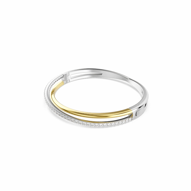 Swarovski Hyperbola Bangle, Round Cut, White, Mixed Metal Finish