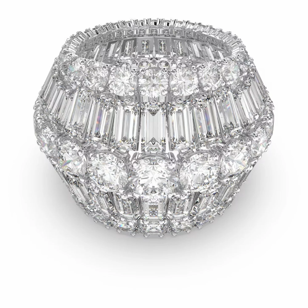 Swarovski Hyperbola Cocktail Ring , White, Rhodium Plated fashion-jewelry  