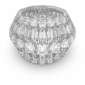 Swarovski Hyperbola Cocktail Ring , White, Rhodium Plated fashion-jewelry  