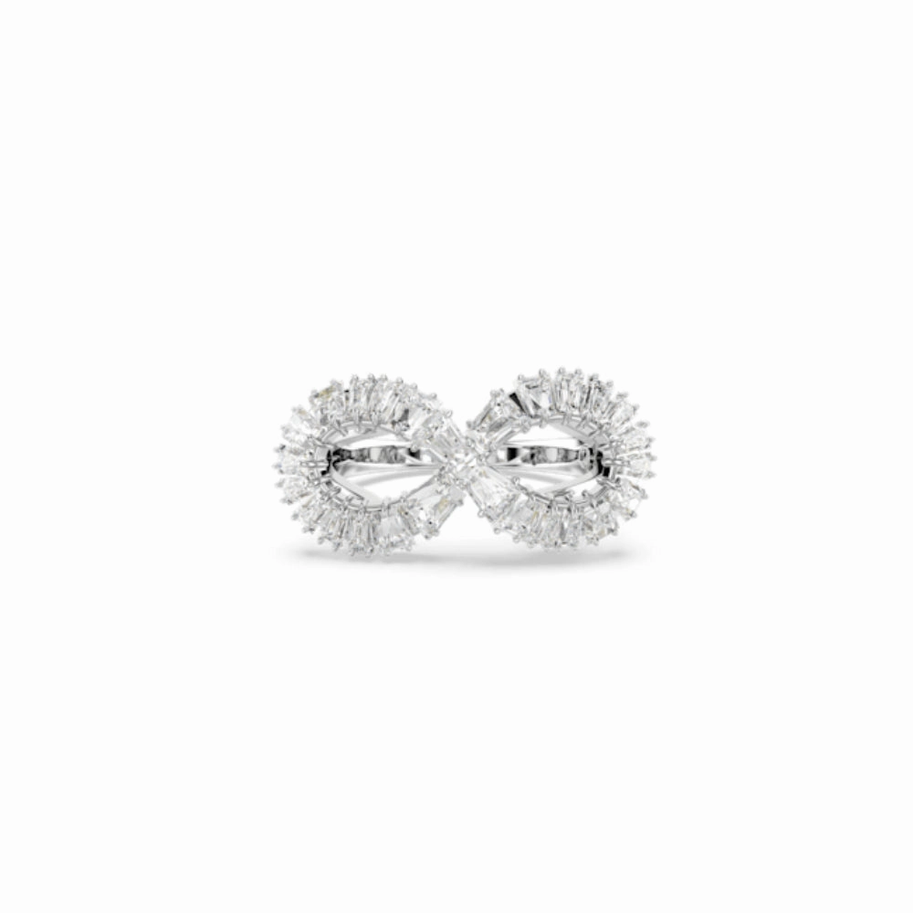 Swarovski Hyperbola Cocktail Ring Infinity, White, Rhodium plated, 50