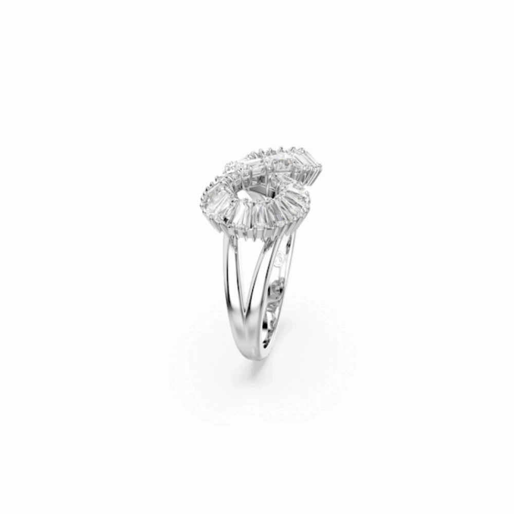 Swarovski Hyperbola Cocktail Ring Infinity, White, Rhodium plated, 50