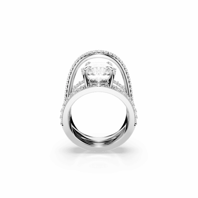 Swarovski Hyperbola Cocktail Ring, Mixed cuts, White, Rhodium plated fashion-jewelry  