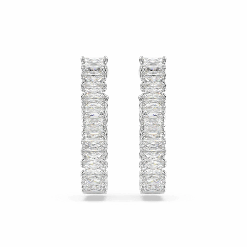 Swarovski Hyperbola Hoop Earrings Infinity, White, Rhodium plated