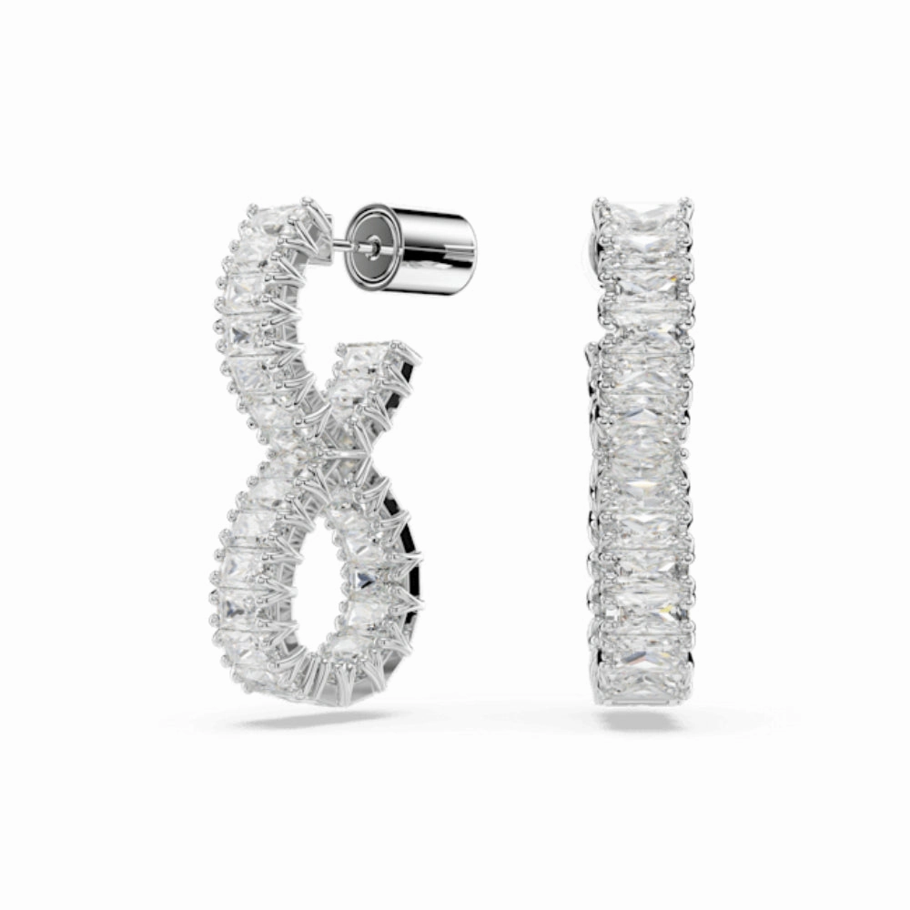 Swarovski Hyperbola Hoop Earrings Infinity, White, Rhodium plated 