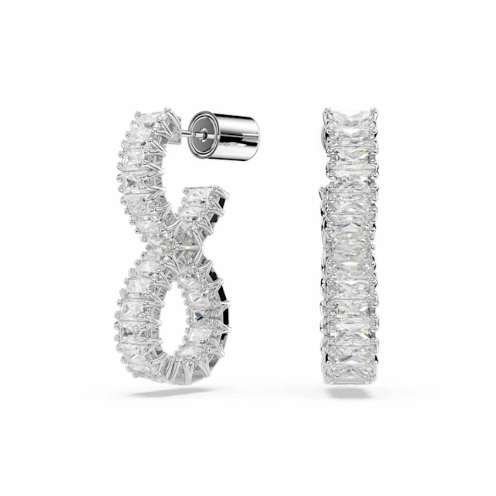 Swarovski Hyperbola Hoop Earrings Infinity, White, Rhodium plated fashion-jewelry  