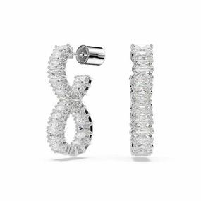 Swarovski Hyperbola Hoop Earrings Infinity, White, Rhodium plated 