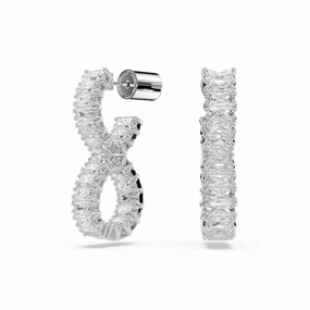 Swarovski Hyperbola Hoop Earrings Infinity, White, Rhodium plated 