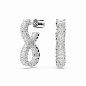 Swarovski Hyperbola Hoop Earrings Infinity, White, Rhodium plated fashion-jewelry  