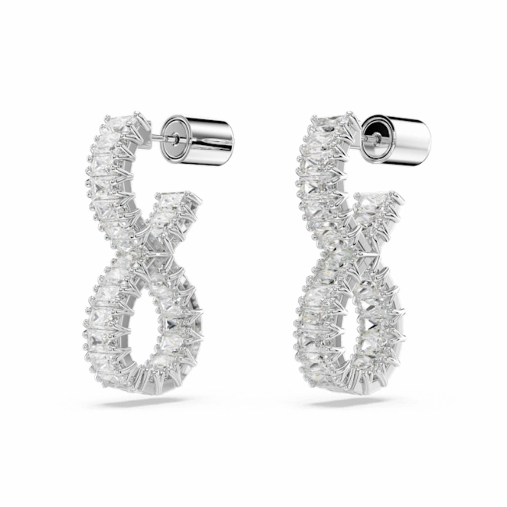 Swarovski Hyperbola Hoop Earrings Infinity, White, Rhodium plated