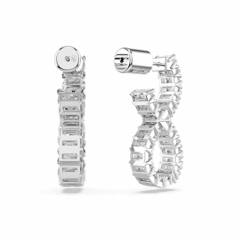 Swarovski Hyperbola Hoop Earrings Infinity, White, Rhodium plated
