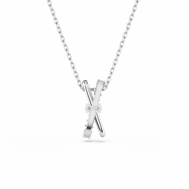 Swarovski Hyperbola Necklace Pendant Mixed Cuts, Twist, White, Rose gold-tone plated