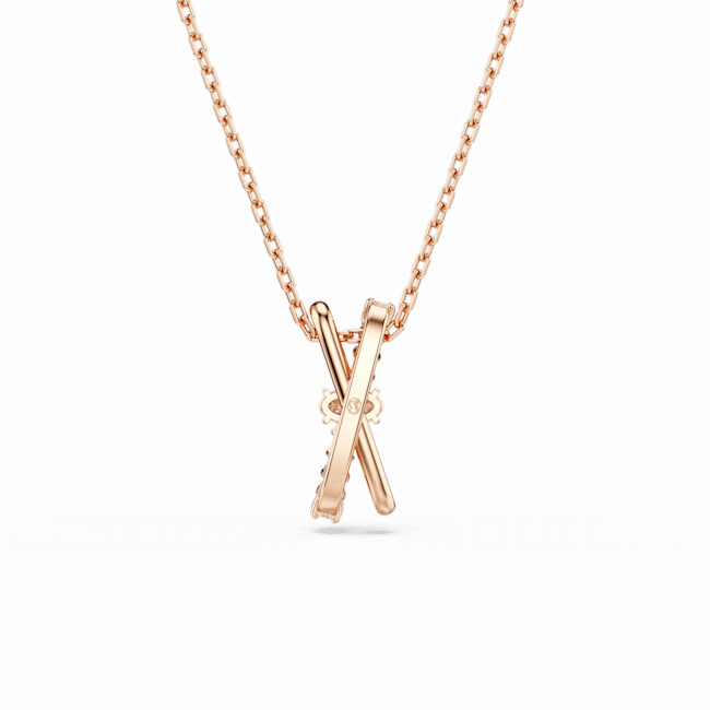 Swarovski Hyperbola Necklace Pendant Mixed Cuts, Twist, White, Rose gold-tone plated fashion-jewelry  