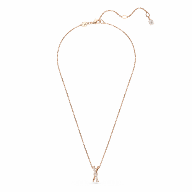 Swarovski Hyperbola Necklace Pendant Mixed Cuts, Twist, White, Rose gold-tone plated