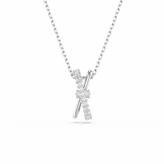Swarovski Hyperbola Necklace Pendant Mixed Cuts, Twist, White, Rose gold-tone plated