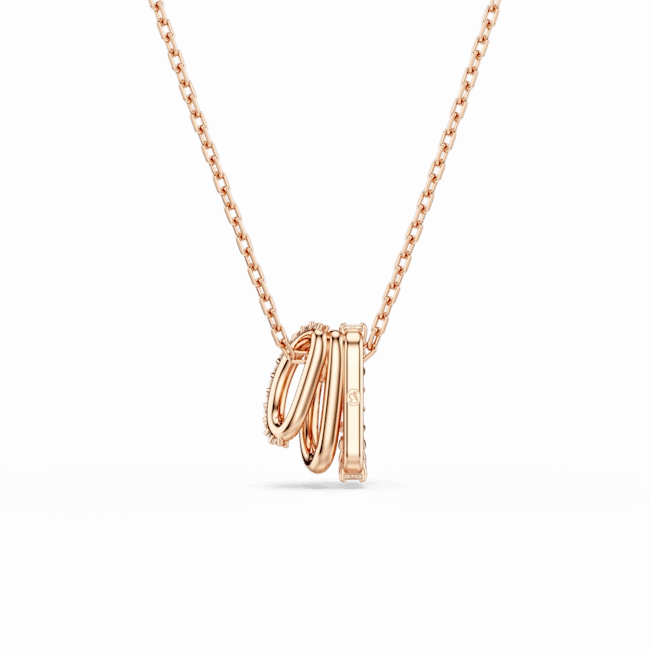 Swarovski Hyperbola necklace pendant Mixed cuts, White, Rose gold-tone plated