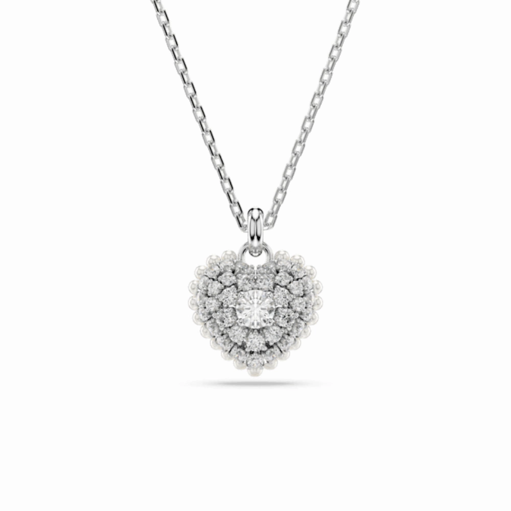 Swarovski Hyperbola pendant Heart Necklace, White, Rhodium plated fashion-jewelry  