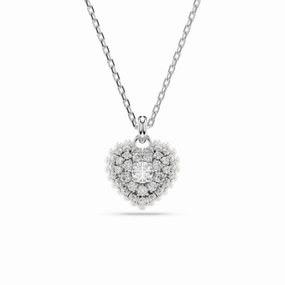 Swarovski Hyperbola pendant Heart Necklace, White, Rhodium plated fashion-jewelry  