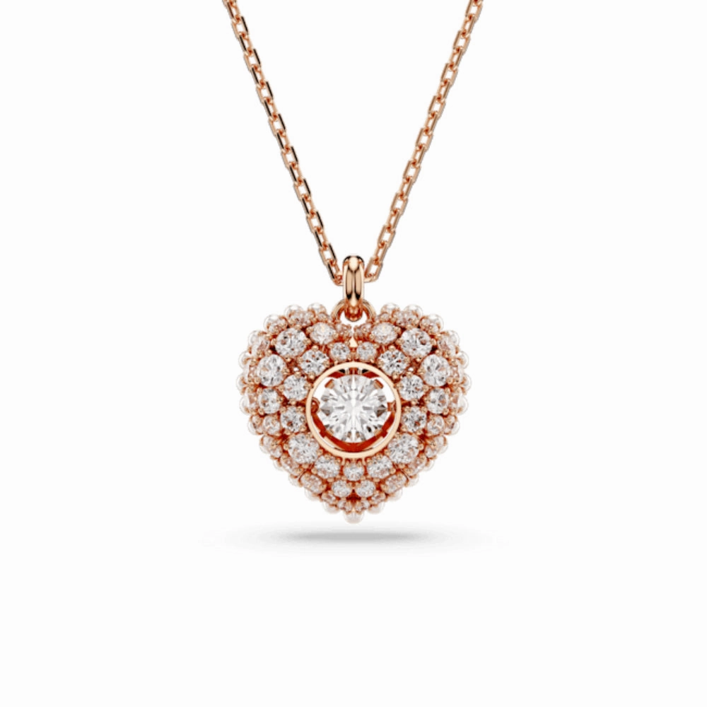 Swarovski Hyperbola pendant Heart Necklace, White, Rose gold-tone plated fashion-jewelry  