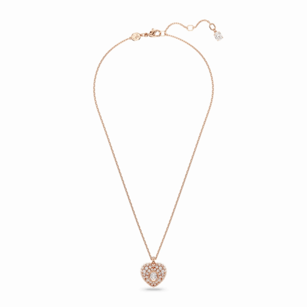 Swarovski Hyperbola pendant Heart Necklace, White, Rose gold-tone plated