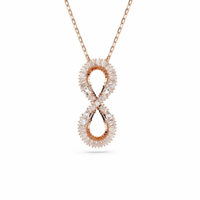 Swarovski Hyperbola Pendant Infinity Necklace, White, Rose gold-tone plated fashion-jewelry  