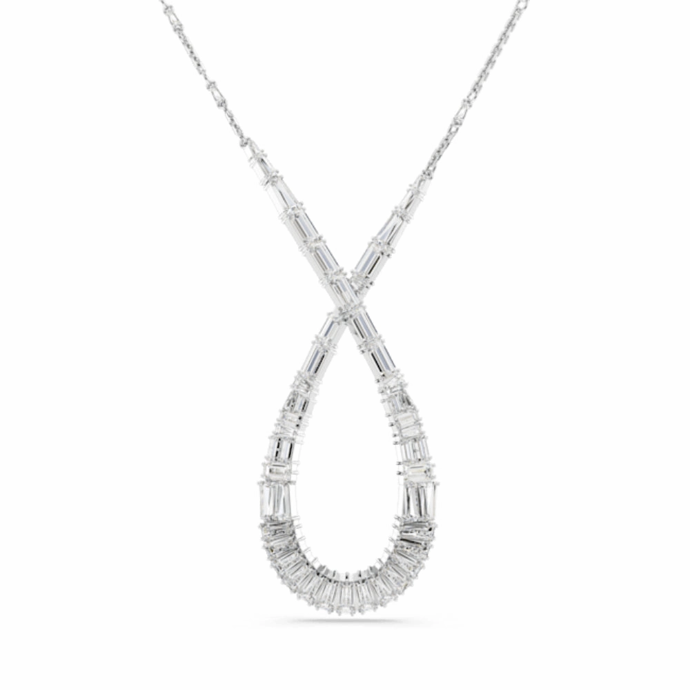 Swarovski Hyperbola pendant Mixed cuts, Infinity Necklace, White, Rhodium plated fashion-jewelry  
