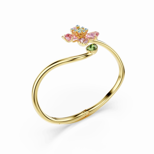 Swarovski Idyllia Bangle Mixed Cuts Flower Multicolored Gold-Tone Plated