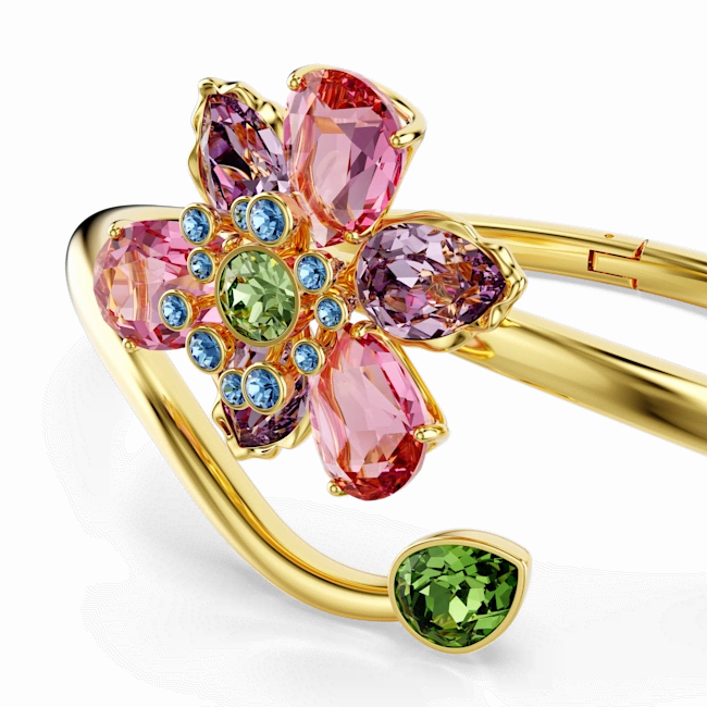 Swarovski Idyllia Bangle Mixed Cuts Flower Multicolored Gold-Tone Plated