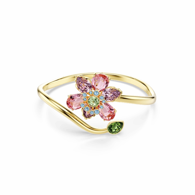 Swarovski Idyllia Bangle Mixed Cuts Flower Multicolored Gold-Tone Plated fashion-jewelry  