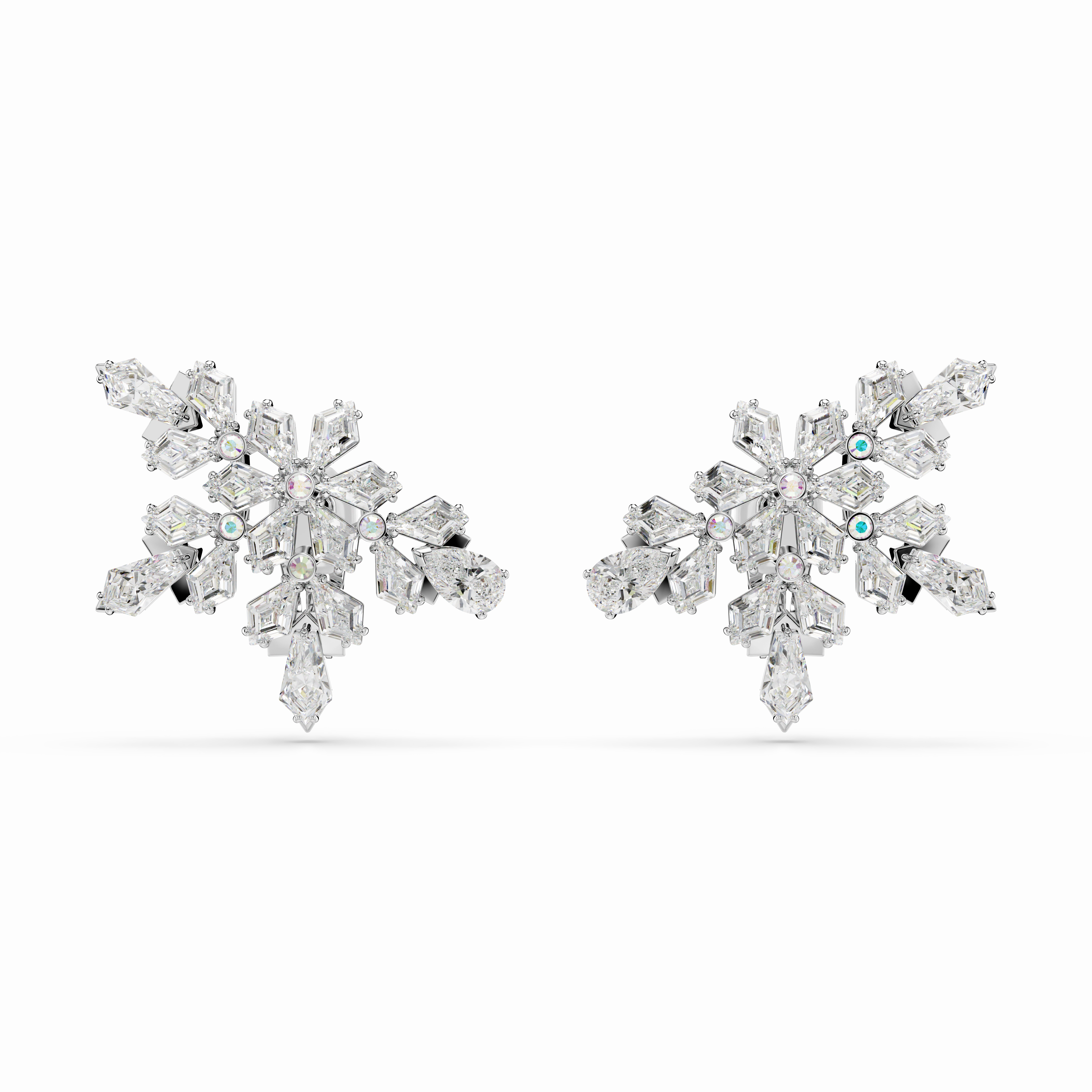 Swarovski Idyllia Clip Earrings Mixed Cuts Half Snowflake White Rhodium Plated 