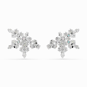 Swarovski Idyllia Clip Earrings Mixed Cuts Half Snowflake White Rhodium Plated 