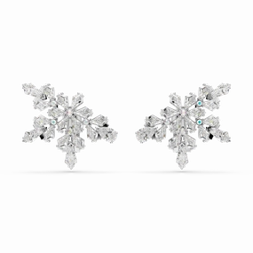 Swarovski Idyllia Clip Earrings Mixed Cuts Half Snowflake White Rhodium Plated fashion-jewelry  
