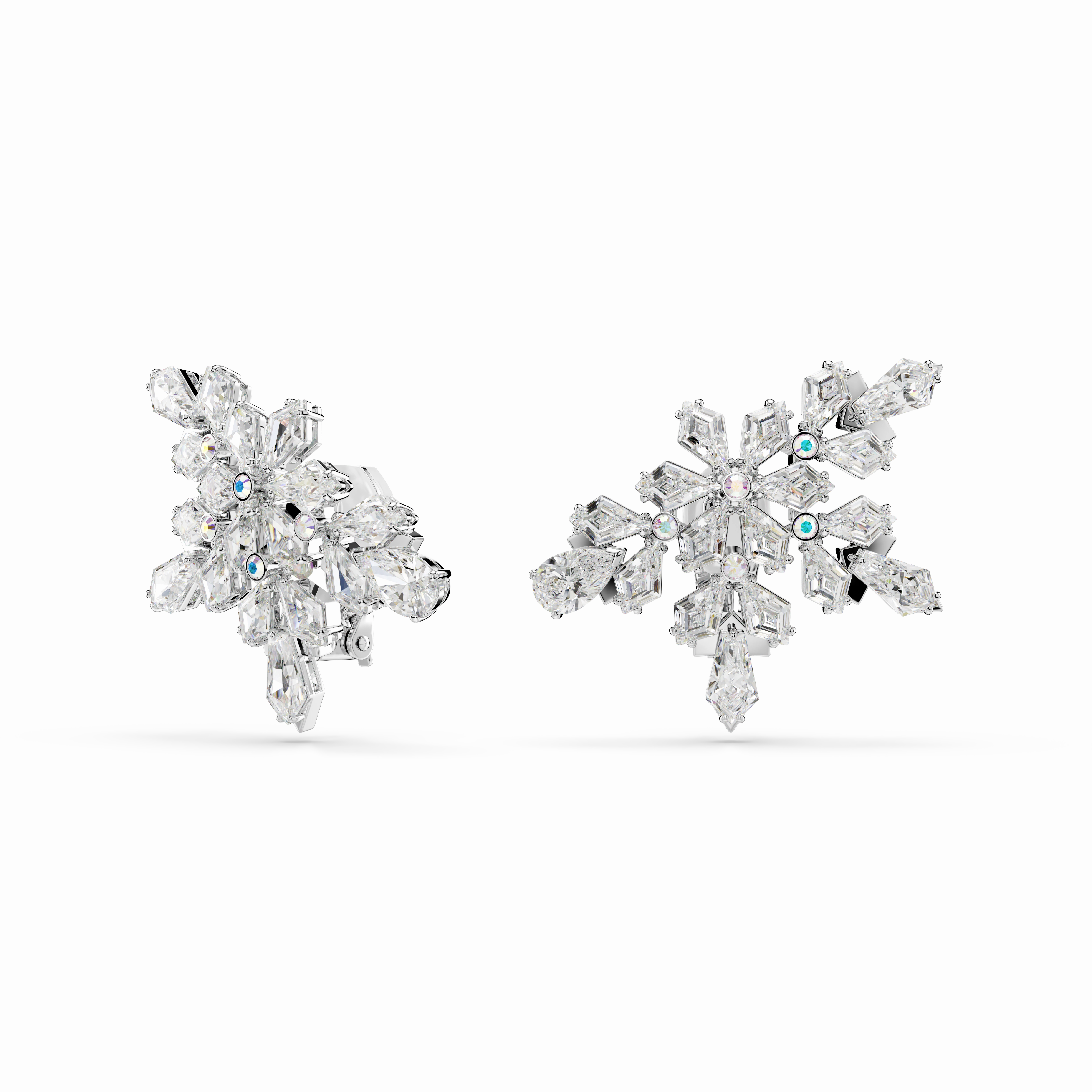 Swarovski Idyllia Clip Earrings Mixed Cuts Half Snowflake White Rhodium Plated