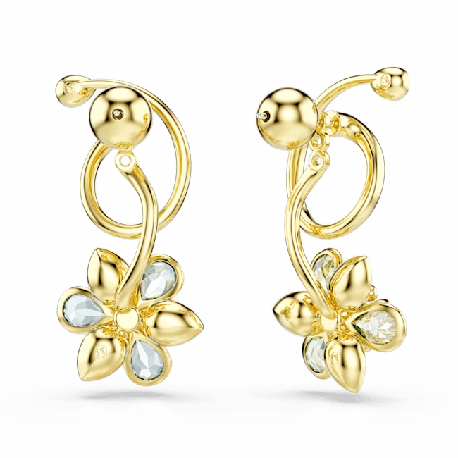 Swarovski Idyllia Drop Earrings Asymmetrical design Mixed cuts Flower Multicolored Gold-tone plated