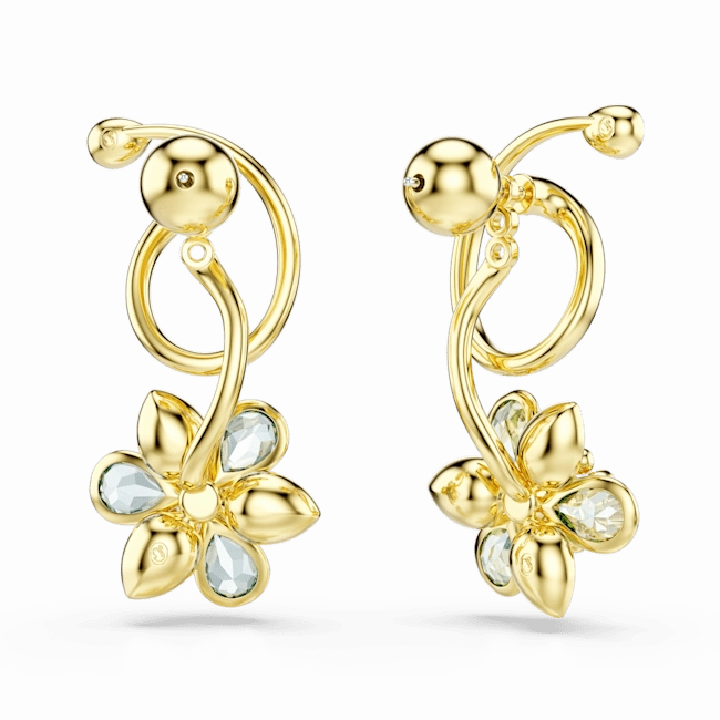 Swarovski Idyllia Drop Earrings Asymmetrical design Mixed cuts Flower Multicolored Gold-tone plated