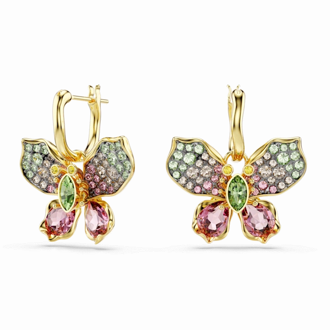 Swarovski Idyllia Drop Earrings Mixed cuts Pav Butterfly Multicolored Gold-tone plated fashion-jewelry  