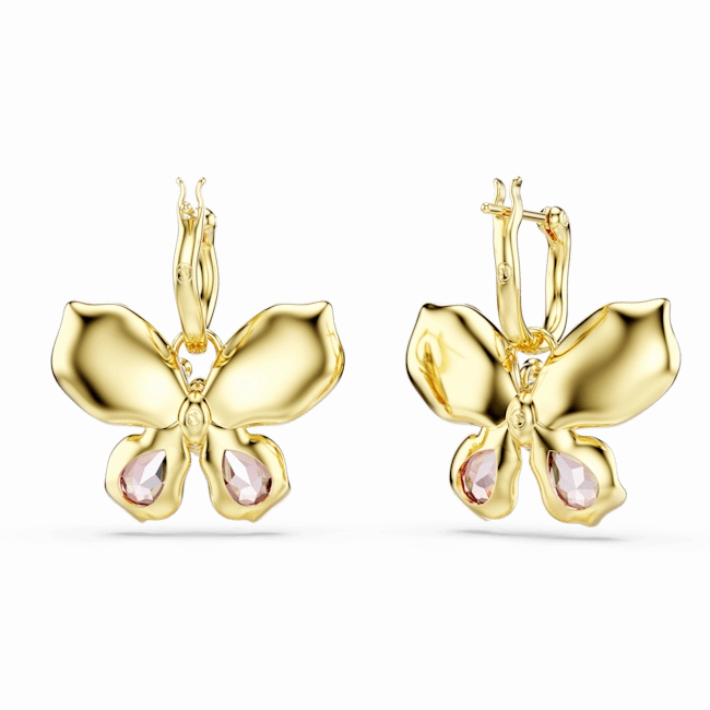 Swarovski Idyllia Drop Earrings Mixed cuts Pav Butterfly Multicolored Gold-tone plated