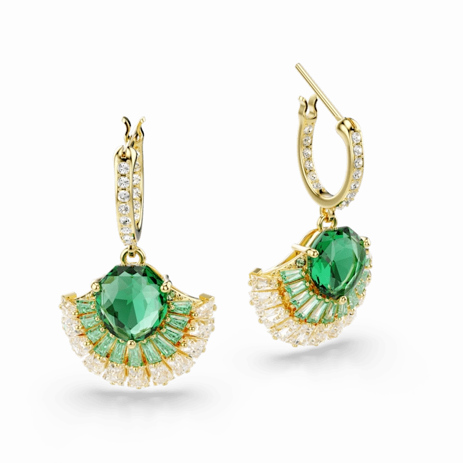 Swarovski Idyllia Drop Earrings Mixed cuts Shell Green Gold-tone plated
