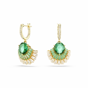 Swarovski Idyllia Drop Earrings Mixed cuts Shell Green Gold-tone plated fashion-jewelry  