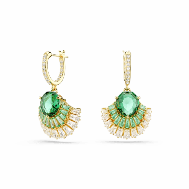 Swarovski Idyllia Drop Earrings Mixed cuts Shell Green Gold-tone plated fashion-jewelry  