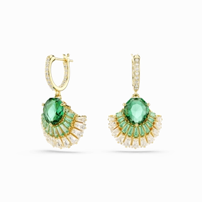 Swarovski Idyllia Drop Earrings Mixed cuts Shell Green Gold-tone plated 