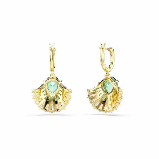 Swarovski Idyllia Drop Earrings Mixed cuts Shell Green Gold-tone plated