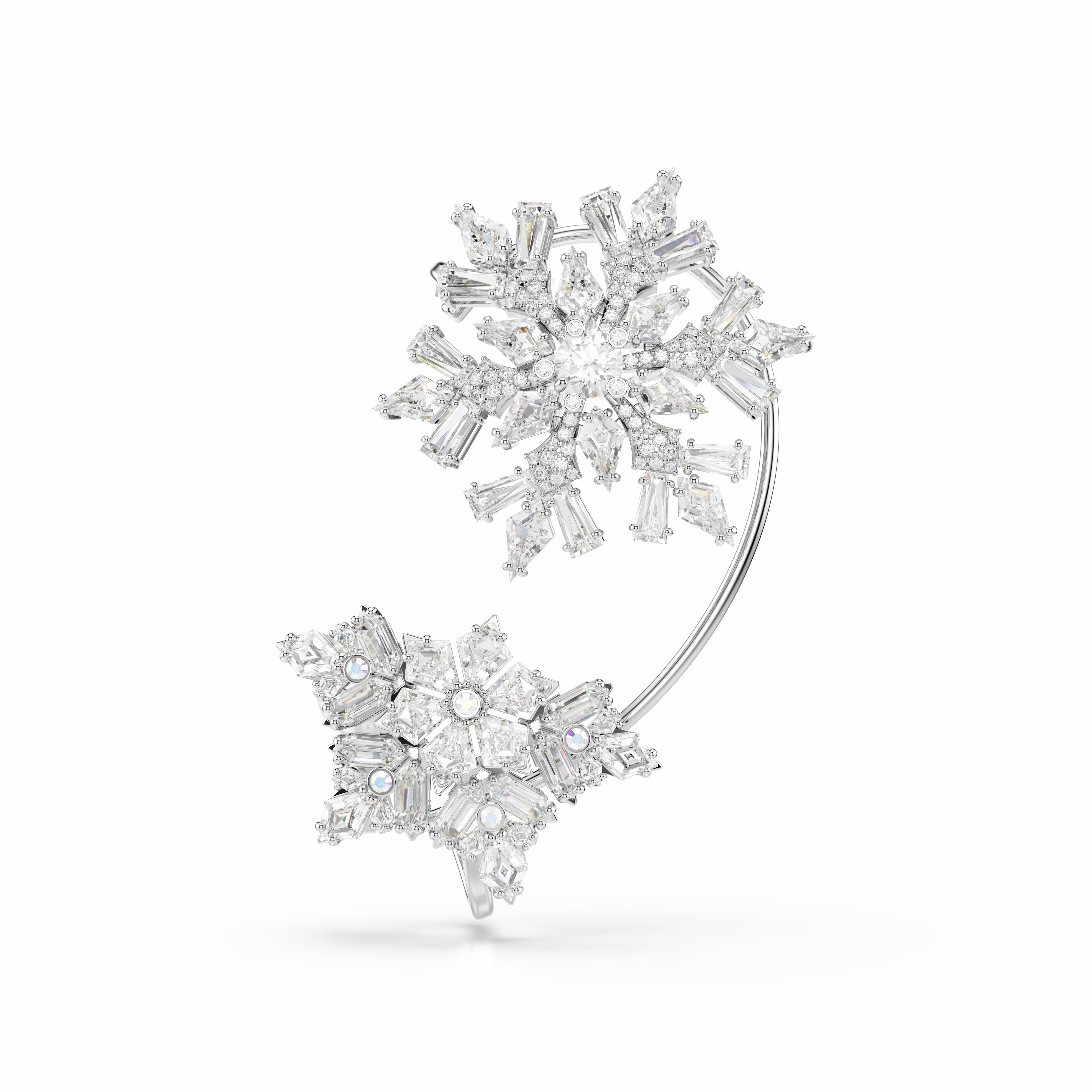 Swarovski Idyllia Ear Cuff Single Mixed Cuts Snowflake White Rhodium Plated 