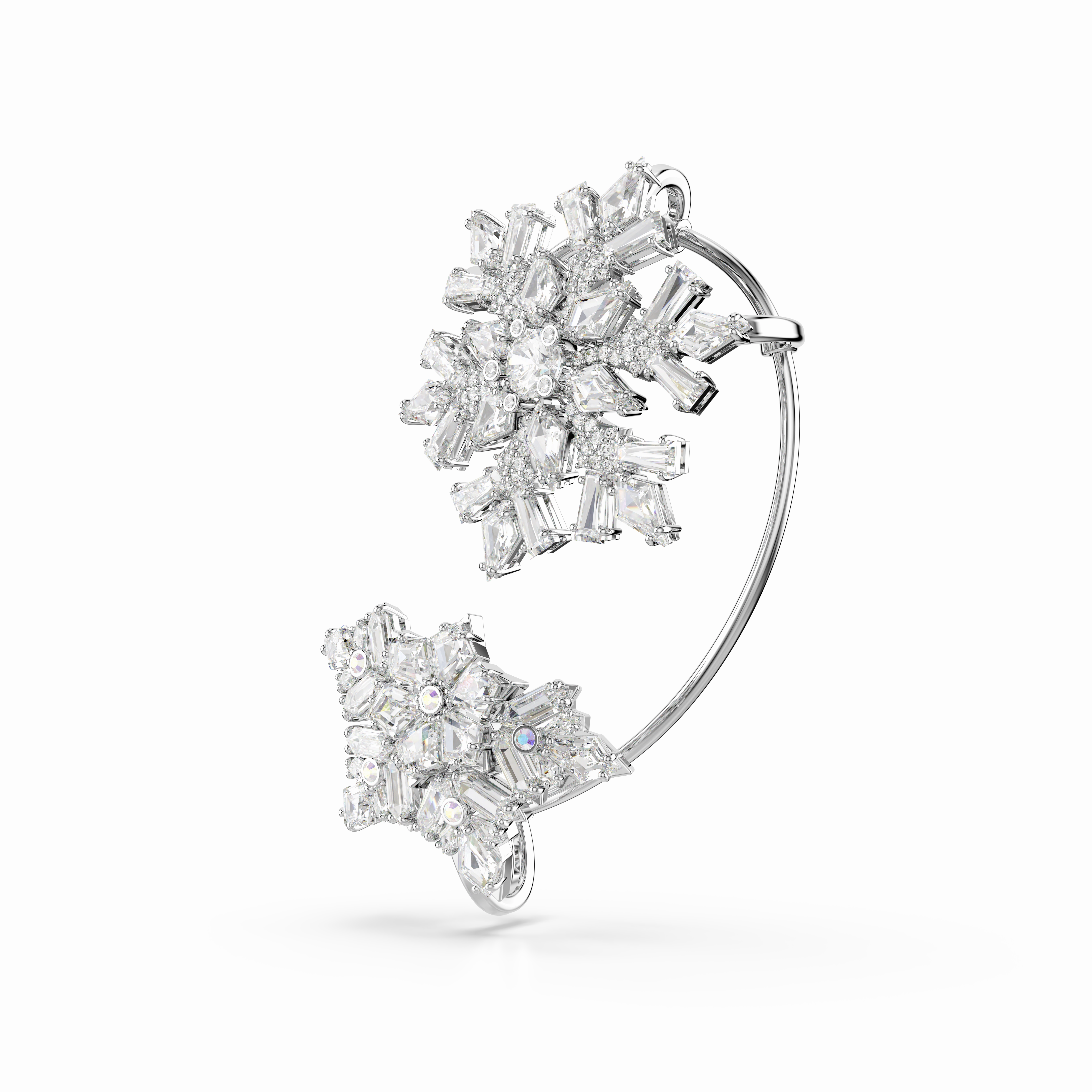 Swarovski Idyllia Ear Cuff Single Mixed Cuts Snowflake White Rhodium Plated