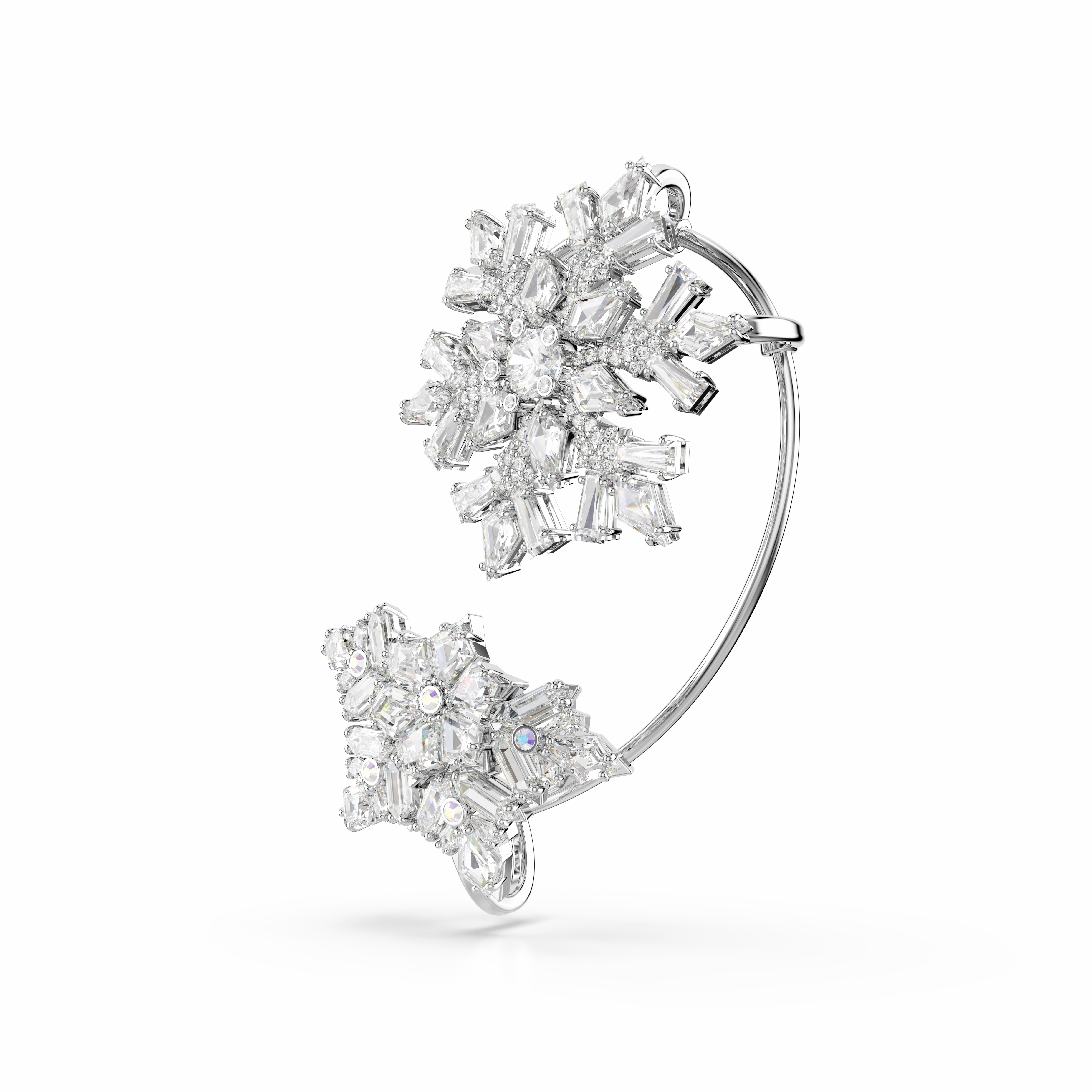 Swarovski Idyllia Ear Cuff Single Mixed Cuts Snowflake White Rhodium Plated